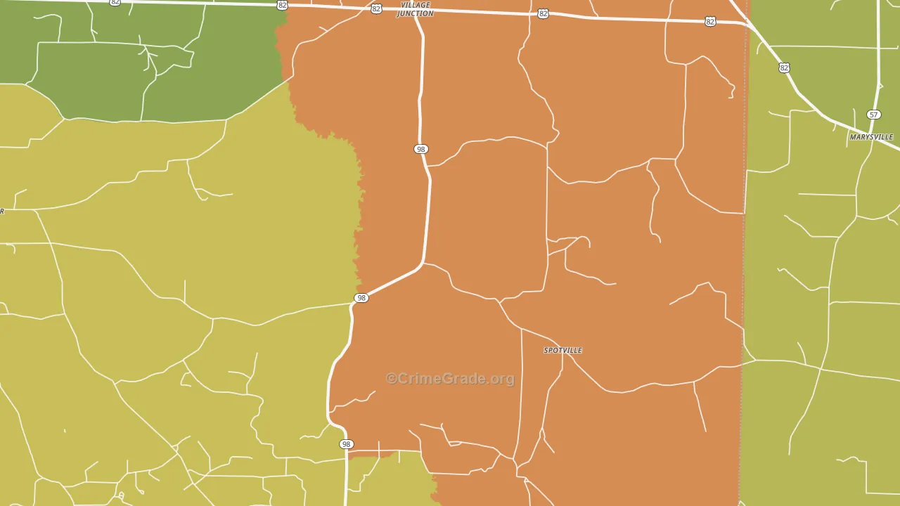 Spotville, AR Map of Drug-Related Crime Rates