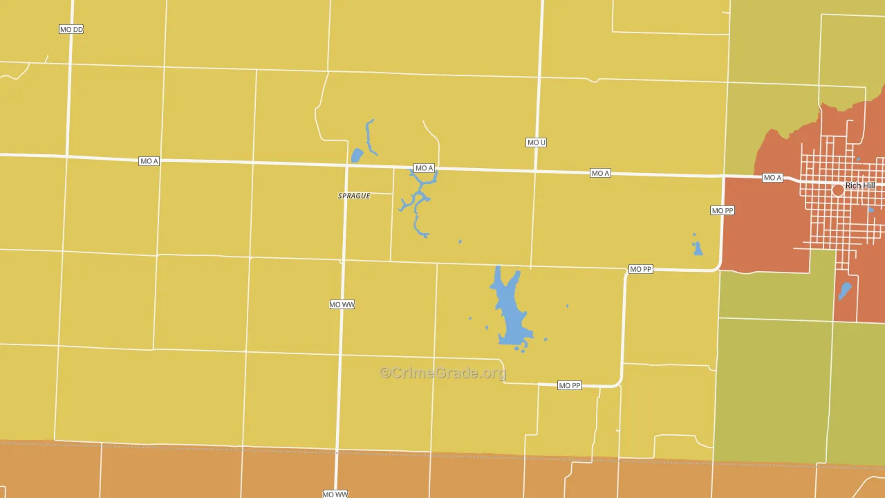 Sprague, MO Map of Drug-Related Crime Rates