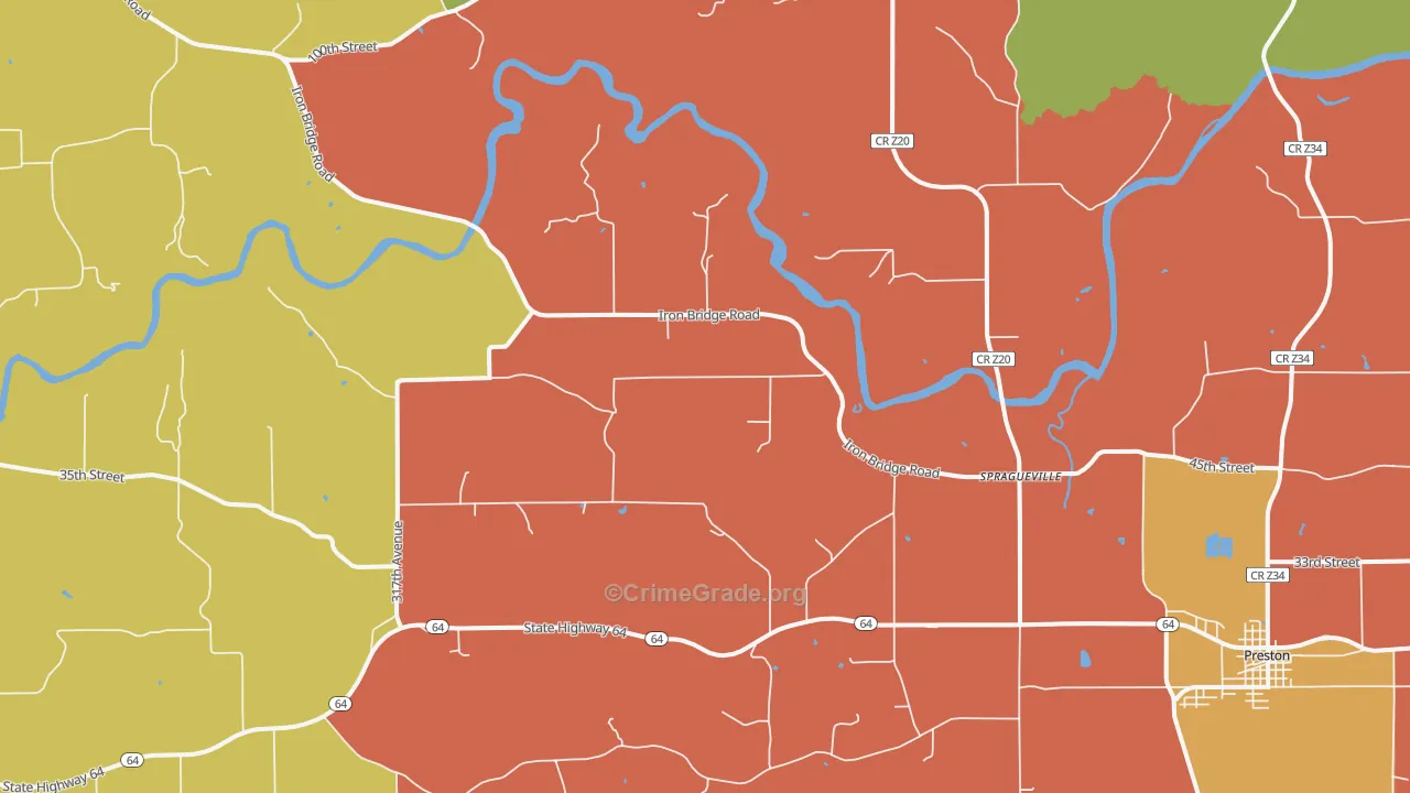 Spragueville, IA Map of Drug-Related Crime Rates