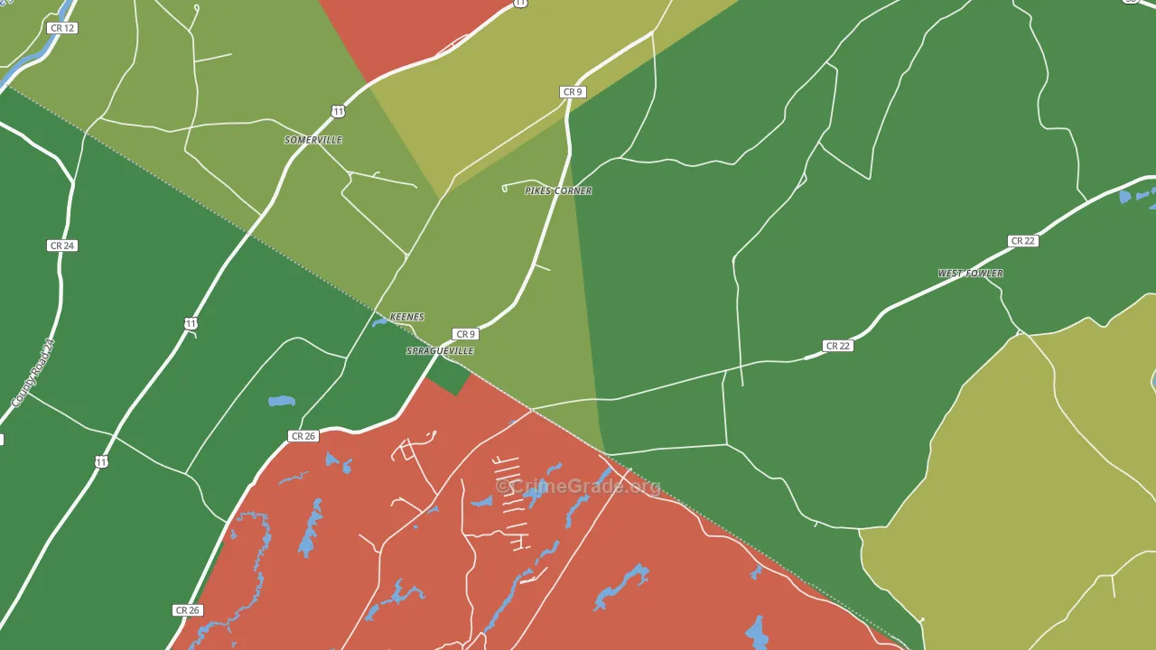 Spragueville, NY Map of Drug-Related Crime Rates
