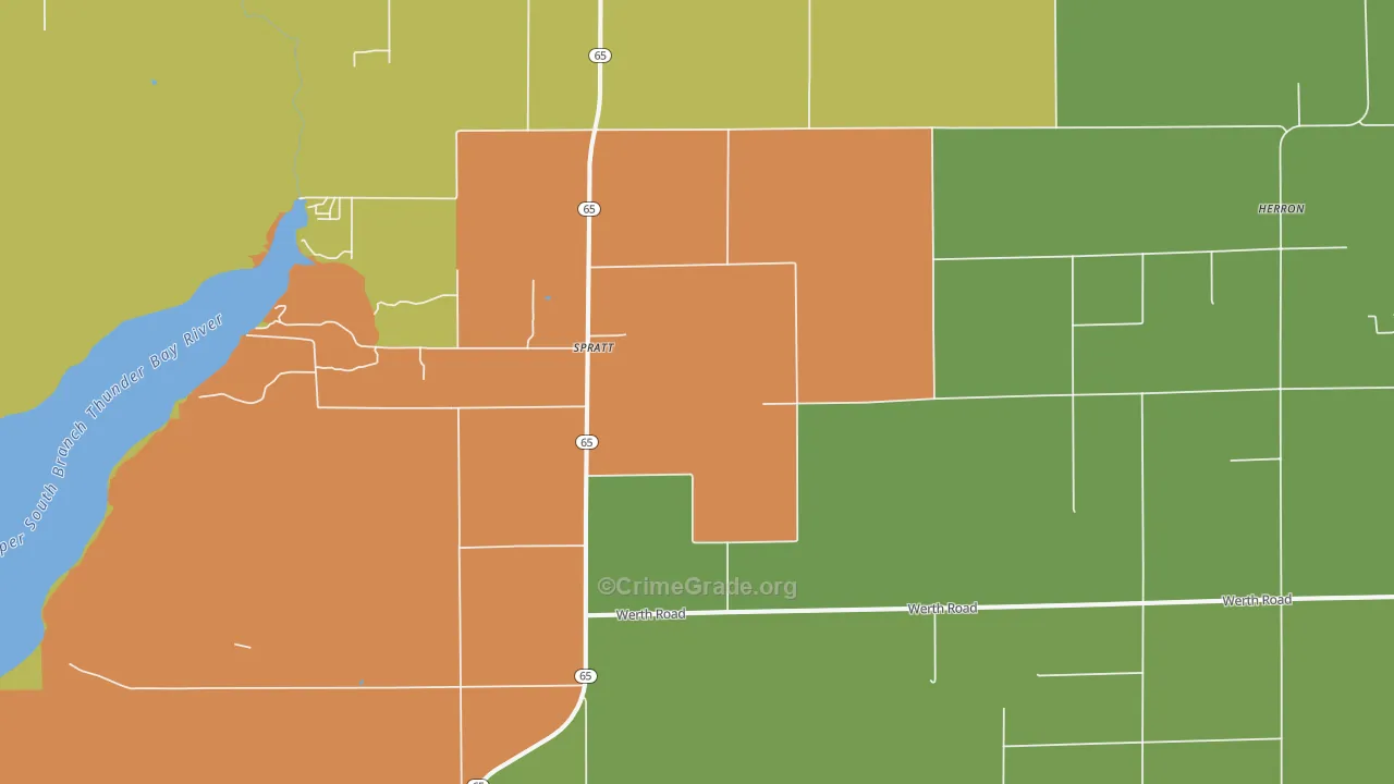 Spratt, MI Map of Drug-Related Crime Rates