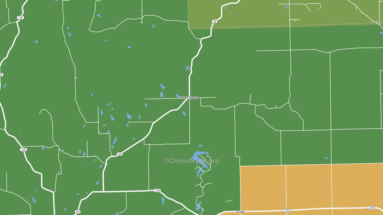 Spraytown, IN Map of Drug-Related Crime Rates