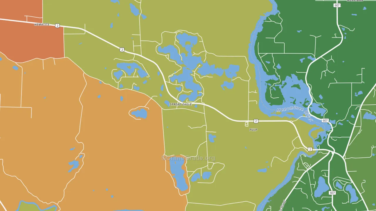Spread Eagle, WI Map of Drug-Related Crime Rates
