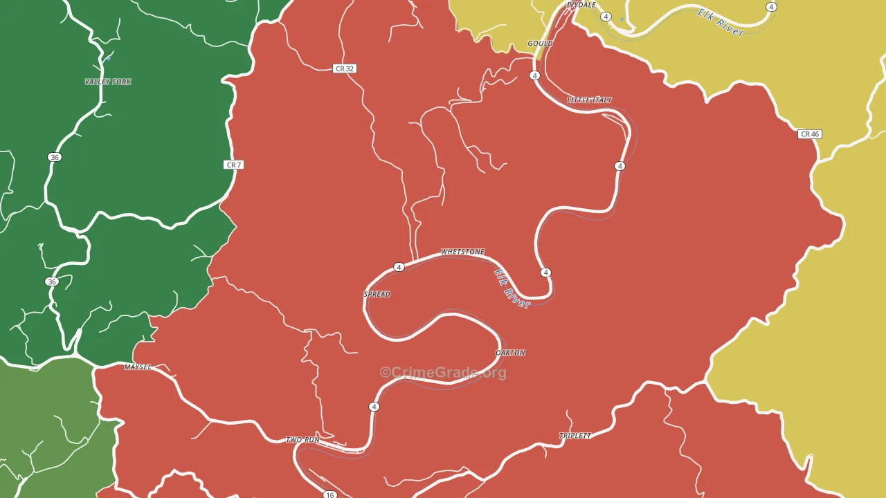 Spread, WV Map of Drug-Related Crime Rates