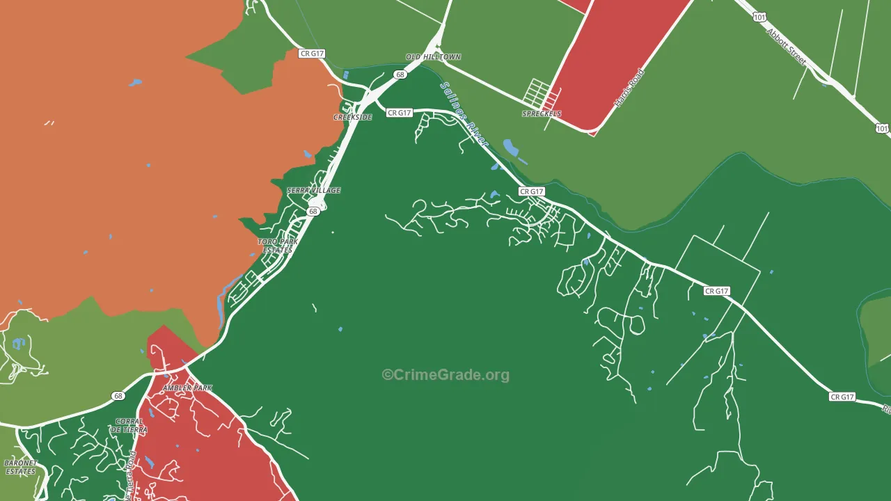 Spreckels, CA Map of Drug-Related Crime Rates