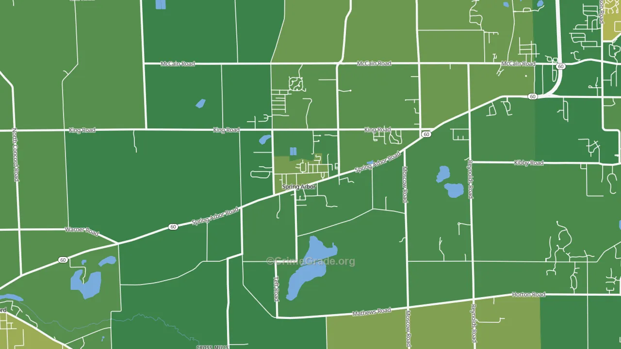 Spring Arbor, MI Map of Drug-Related Crime Rates
