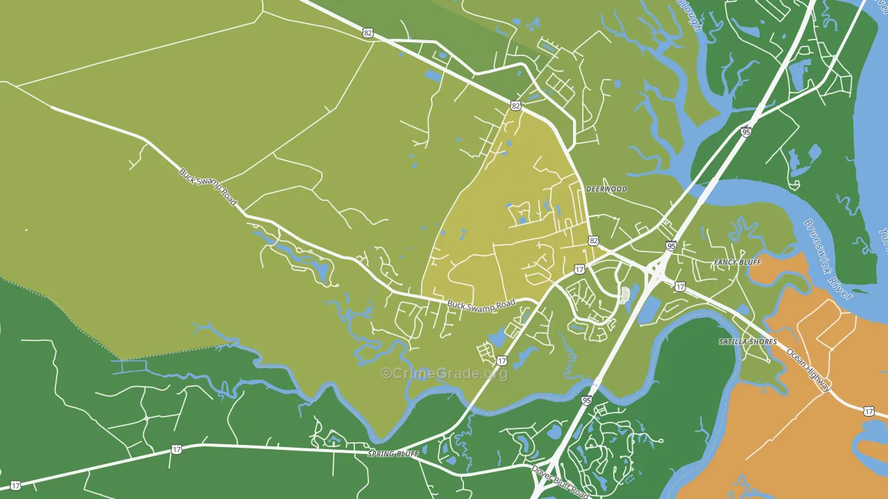 Spring Bluff, GA Map of Drug-Related Crime Rates