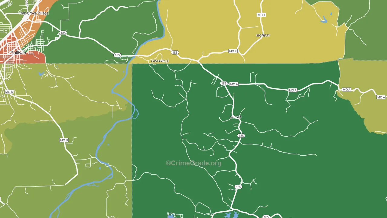 Spring Bluff, MO Map of Drug-Related Crime Rates