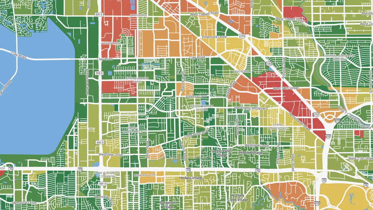 Spring Branch, Houston, TX Map of Drug-Related Crime Rates