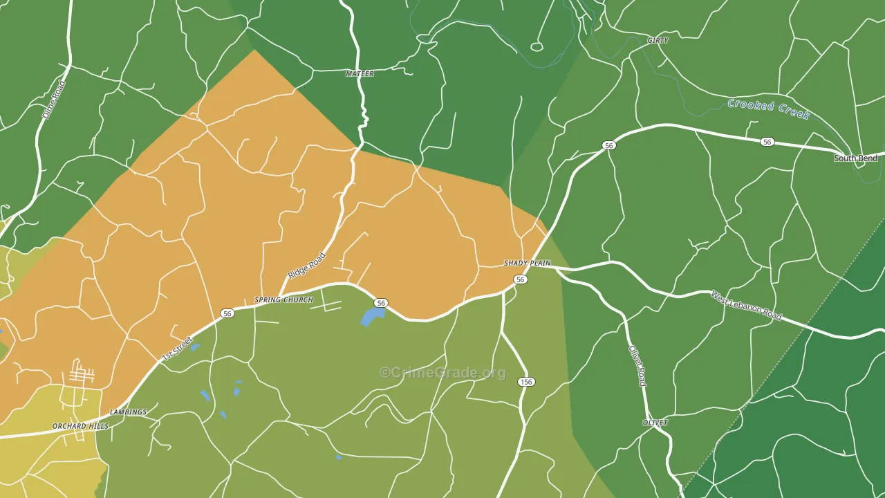 Spring Church, PA Map of Drug-Related Crime Rates