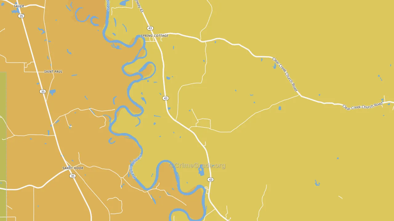 Spring Cottage, MS Map of Drug-Related Crime Rates