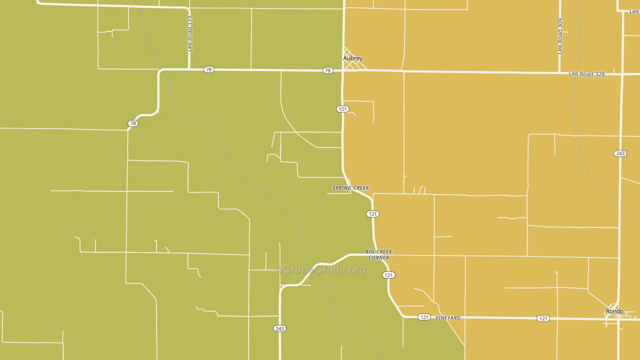 Spring Creek, AR Map of Drug-Related Crime Rates