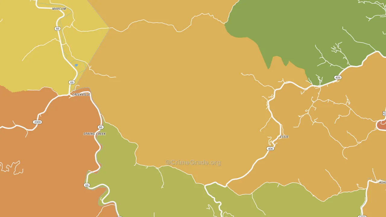 Spring Creek, KY Map of Drug-Related Crime Rates