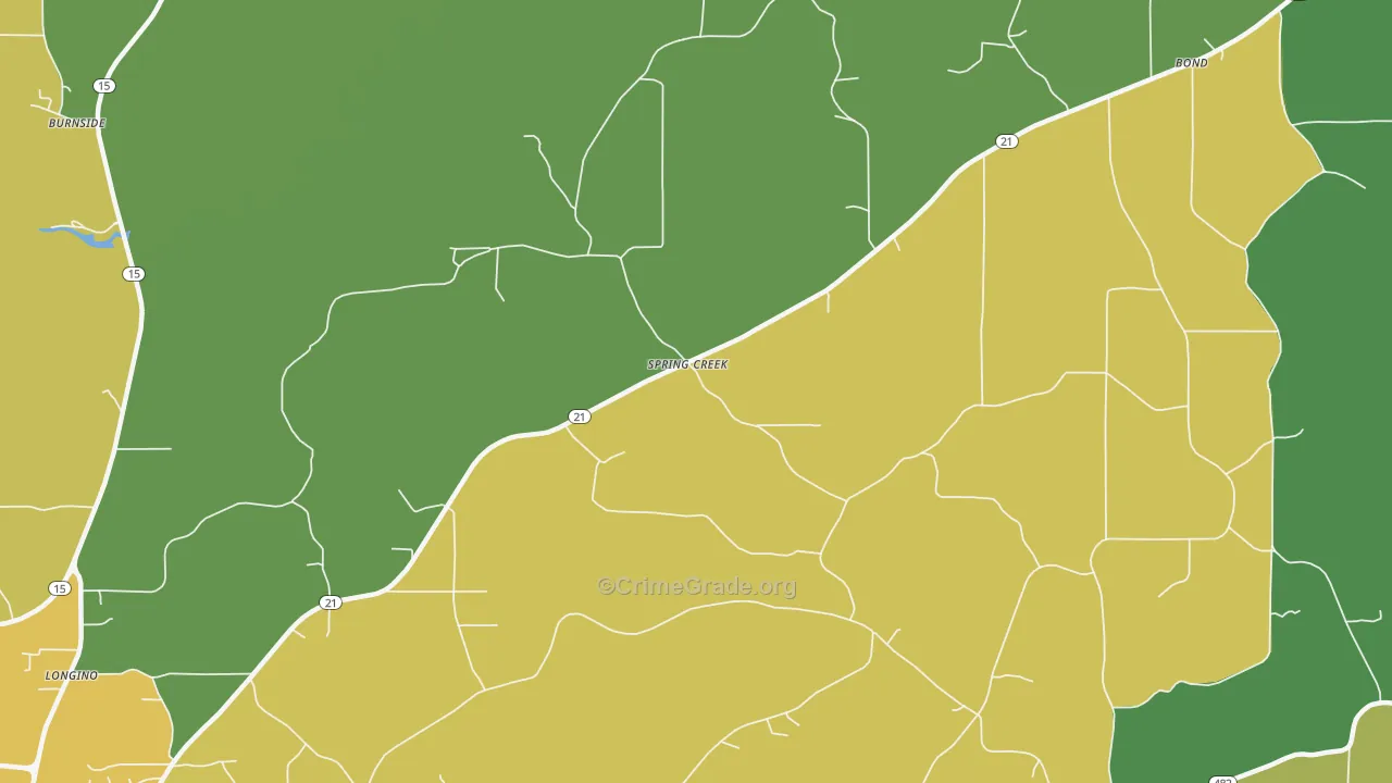 Spring Creek, MS Map of Drug-Related Crime Rates