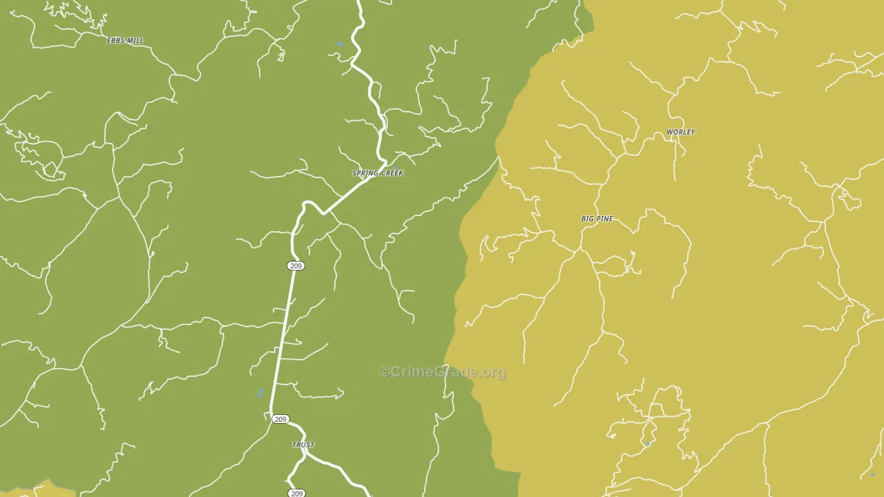 Spring Creek, NC Map of Drug-Related Crime Rates