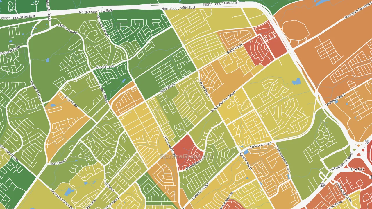 Spring Creek, San Antonio, TX Map of Drug-Related Crime Rates