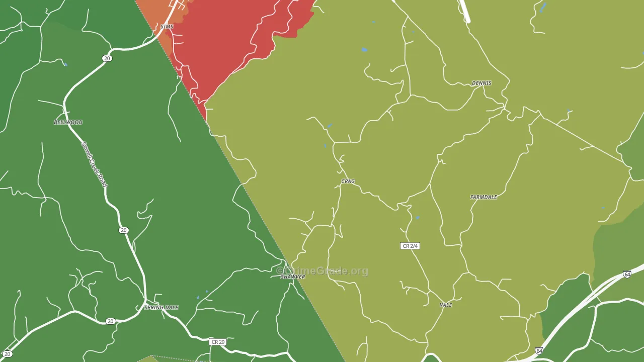 Spring Dale, WV Map of Drug-Related Crime Rates