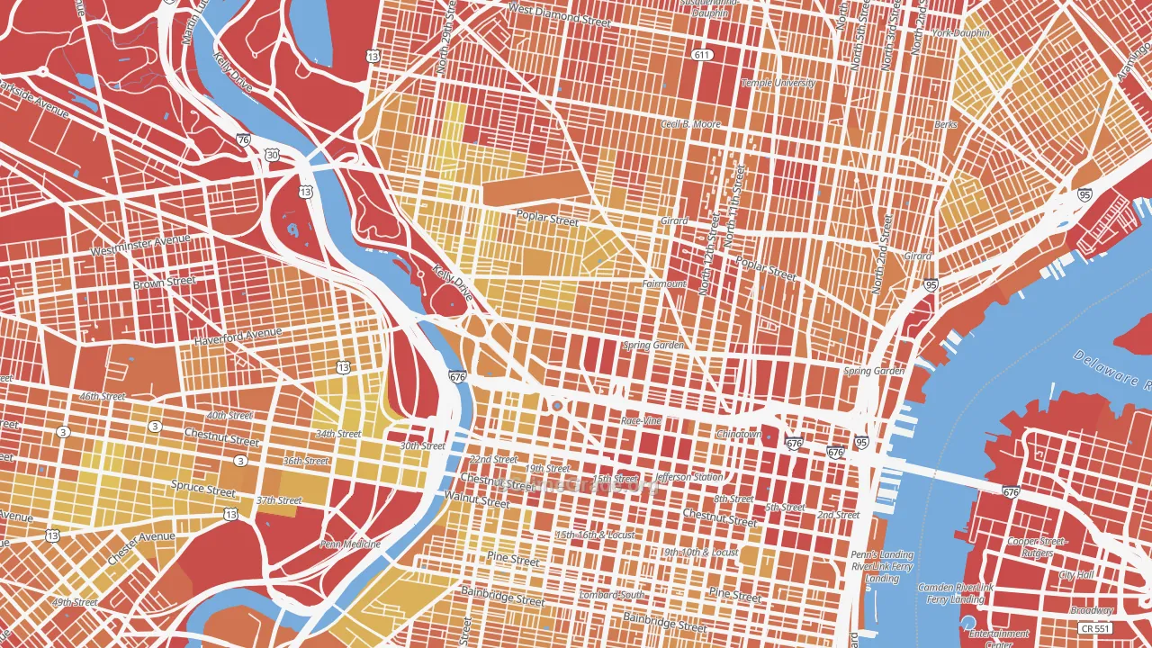 Spring Garden, Philadelphia, PA Map of Drug-Related Crime Rates