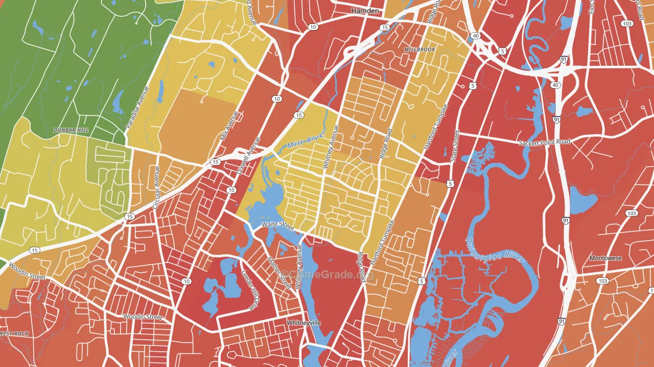 Spring Glen, Hamden, CT Map of Drug-Related Crime Rates