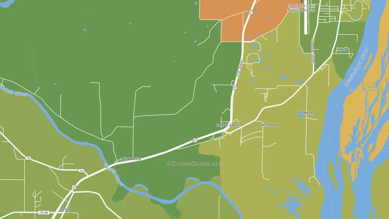 Spring Grove, IA Map of Drug-Related Crime Rates