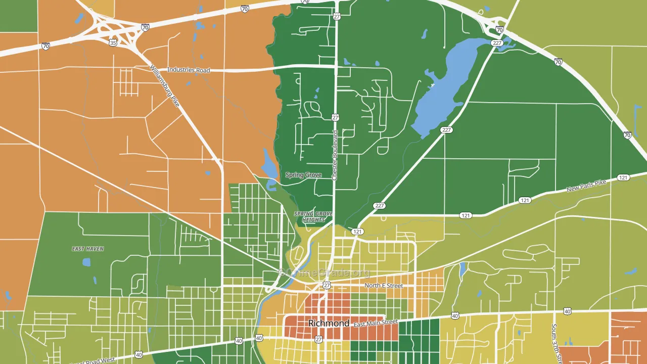 Spring Grove, IN Map of Drug-Related Crime Rates
