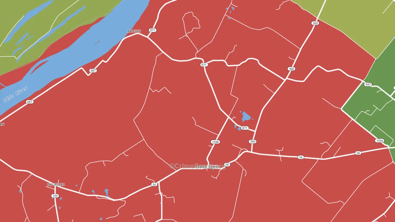 Spring Grove, KY Map of Drug-Related Crime Rates
