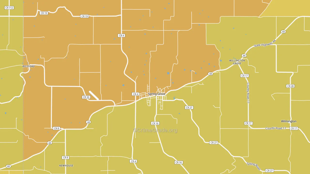 Spring Grove, MN Map of Drug-Related Crime Rates