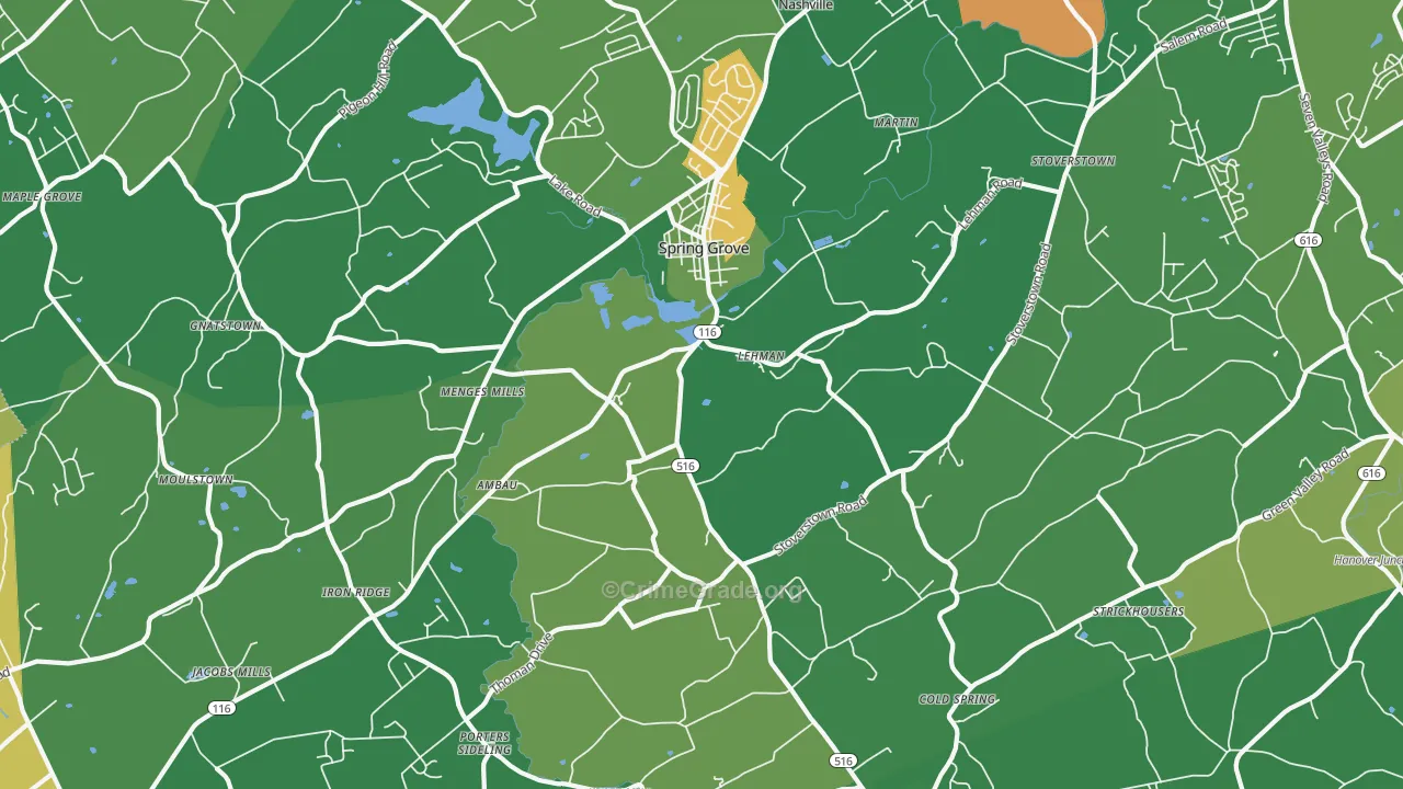 Spring Grove, PA Map of Drug-Related Crime Rates