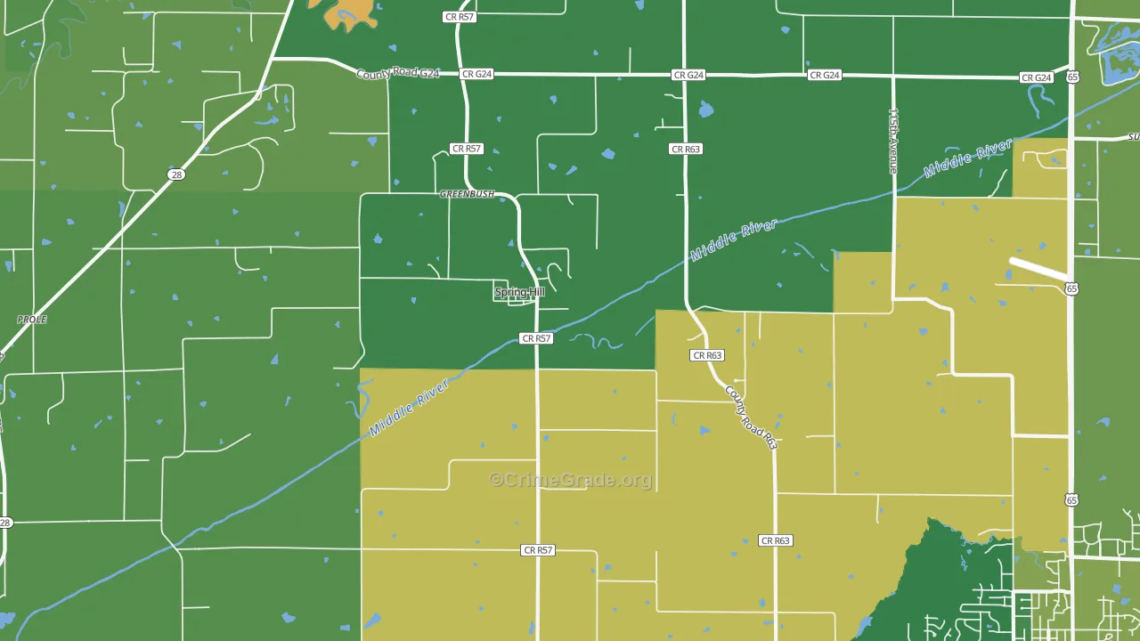 Spring Hill, IA Map of Drug-Related Crime Rates