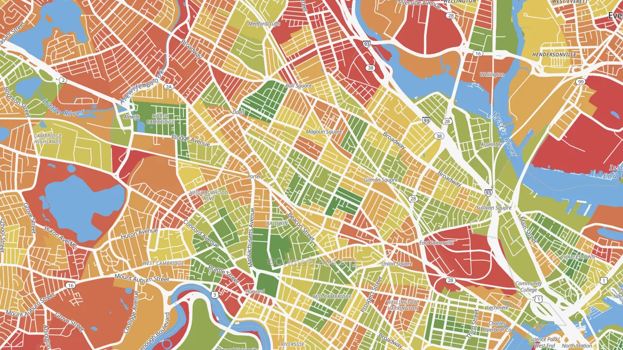 Spring Hill, Somerville, MA Map of Drug-Related Crime Rates