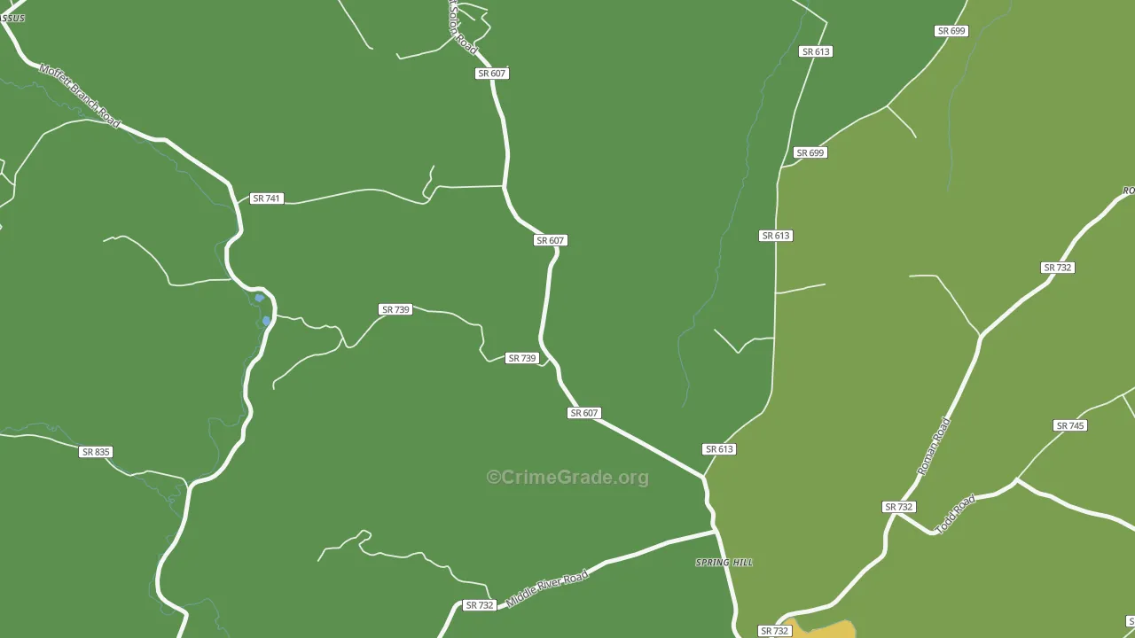 Spring Hill, VA Map of Drug-Related Crime Rates