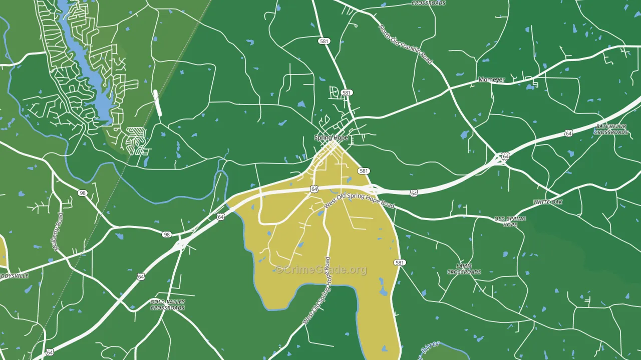 Spring Hope, NC Map of Drug-Related Crime Rates