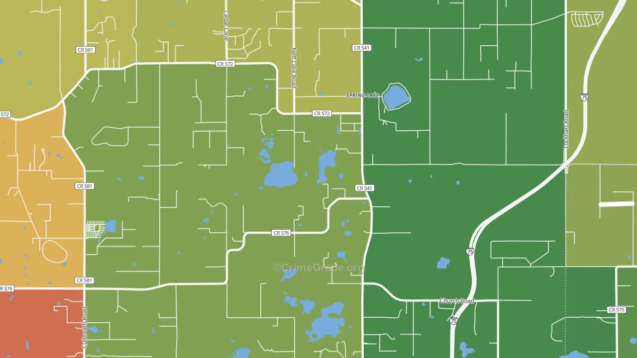 Spring Lake, FL Map of Drug-Related Crime Rates