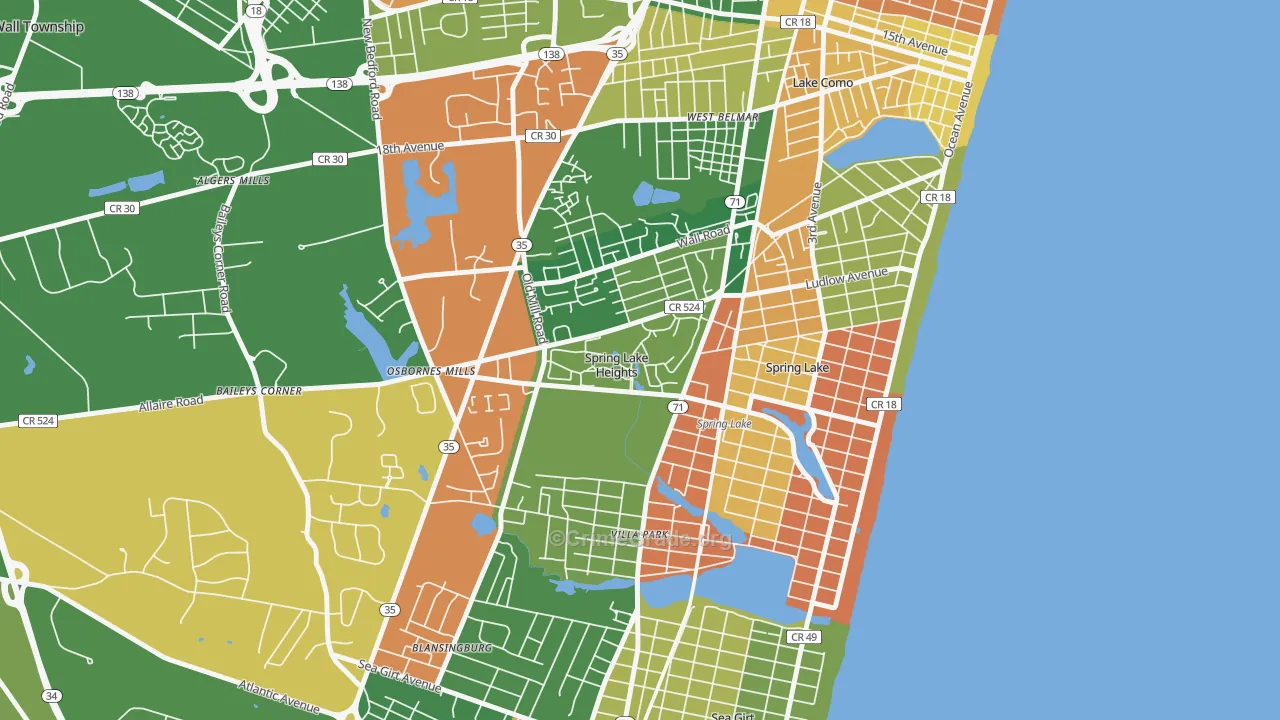 Spring Lake Heights, NJ Map of Drug-Related Crime Rates