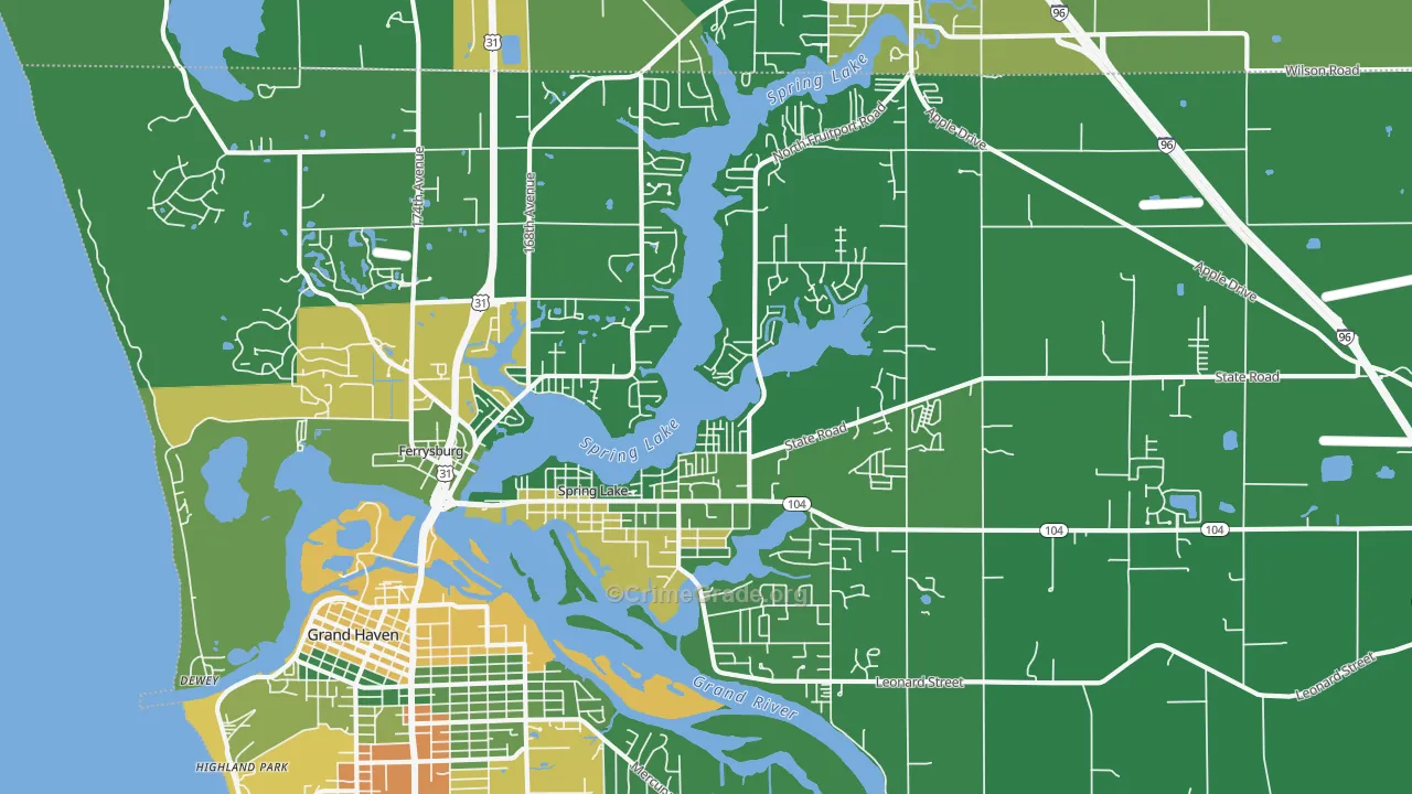 Spring Lake, MI Map of Drug-Related Crime Rates