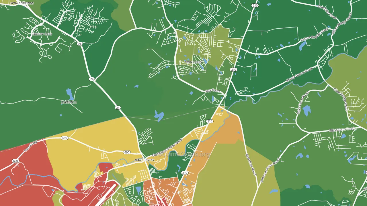 Spring Lake, NC Map of Drug-Related Crime Rates
