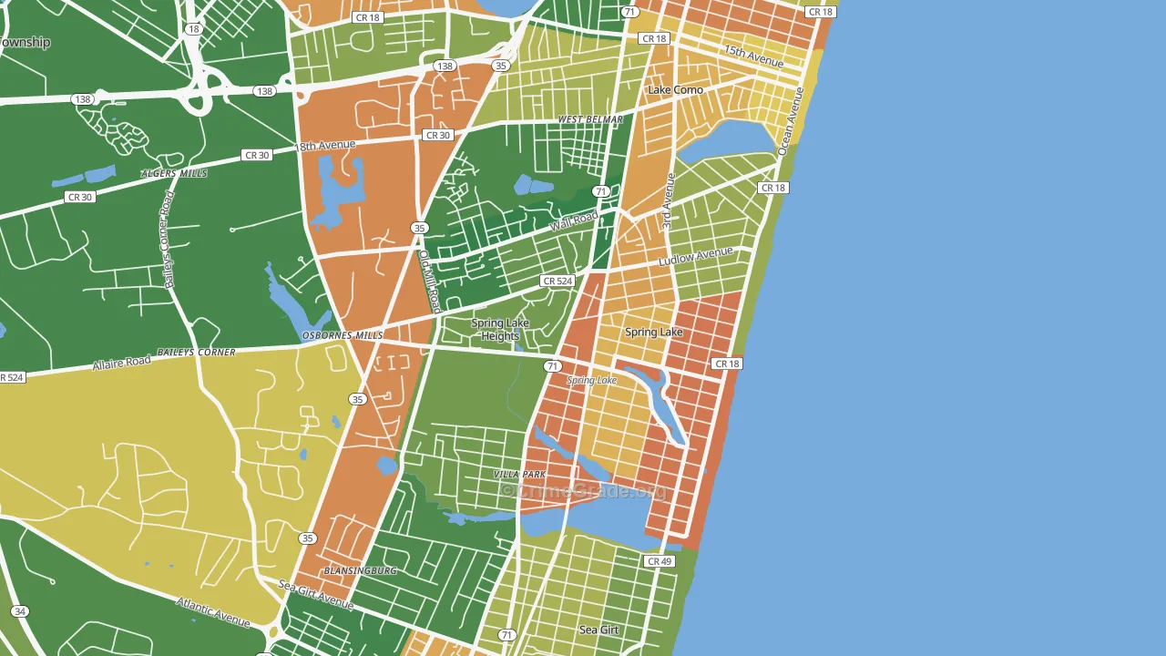 Spring Lake, NJ Map of Drug-Related Crime Rates
