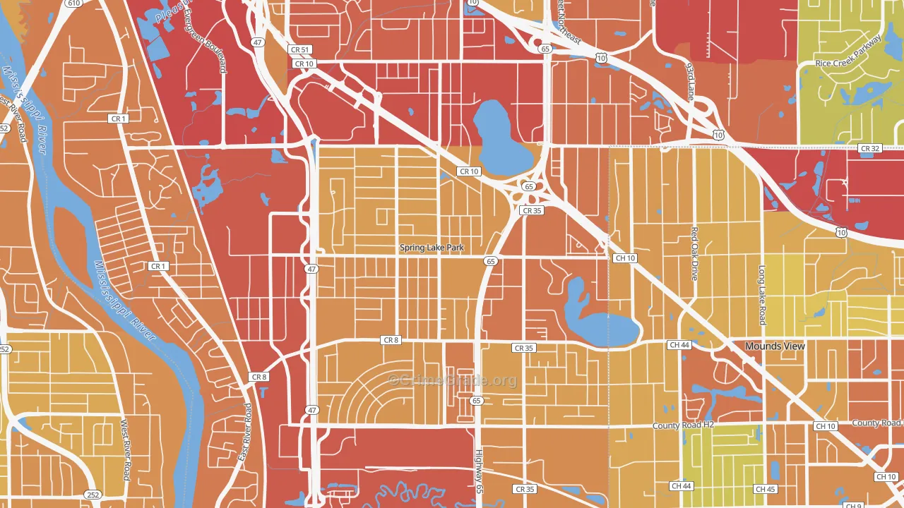 Spring Lake Park, MN Map of Drug-Related Crime Rates