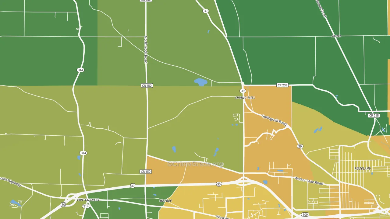 Spring Mill, OH Map of Drug-Related Crime Rates
