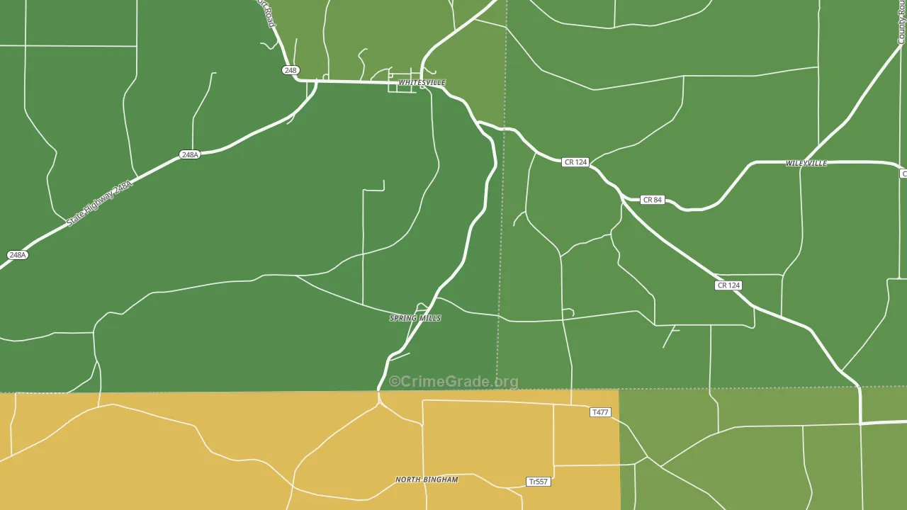 Spring Mills, NY Map of Drug-Related Crime Rates