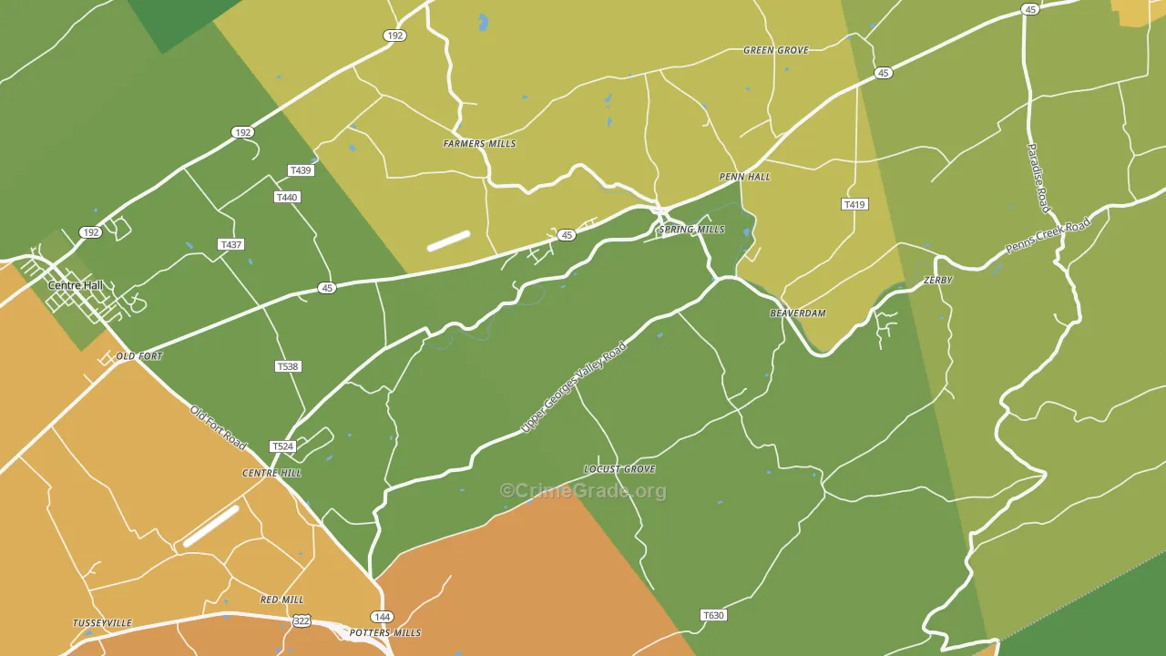 Spring Mills, PA Map of Drug-Related Crime Rates