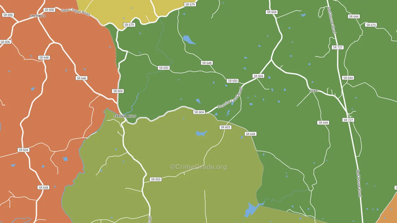 Spring Mills, VA Map of Drug-Related Crime Rates