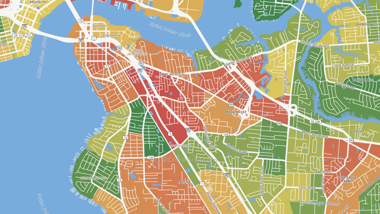 Spring Park, Jacksonville, FL Map of Drug-Related Crime Rates