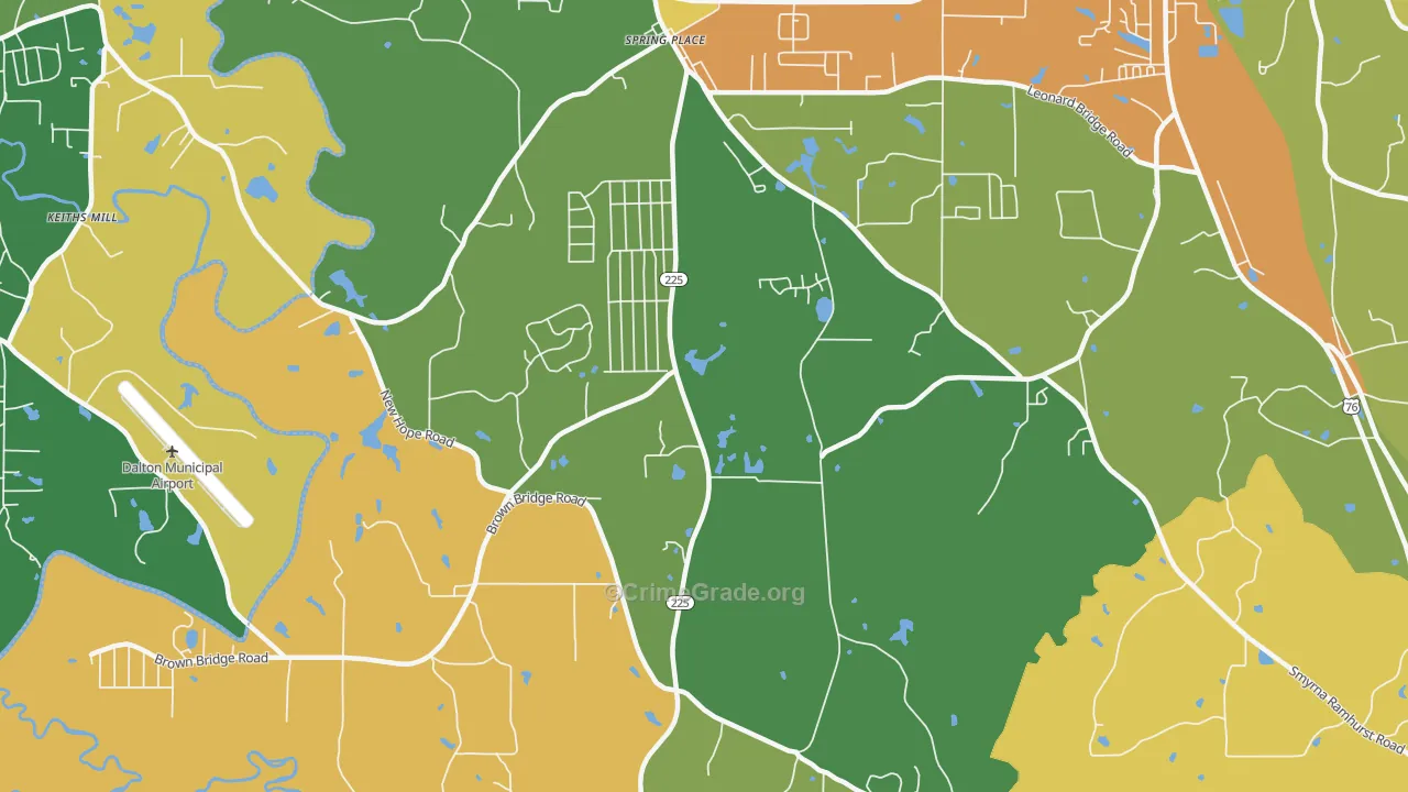 Spring Place, GA Map of Drug-Related Crime Rates