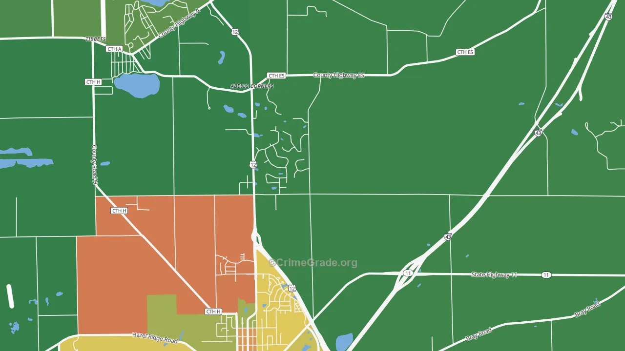 Spring Prairie, WI Map of Drug-Related Crime Rates