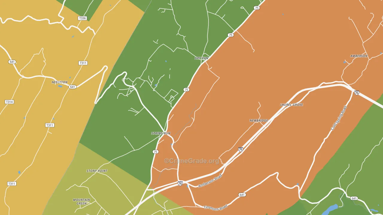 Spring Run, PA Map of Drug-Related Crime Rates