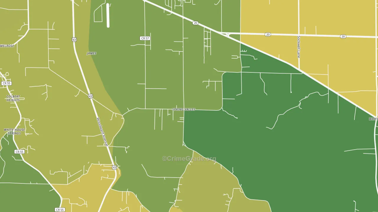 Spring Valley, AL Map of Drug-Related Crime Rates