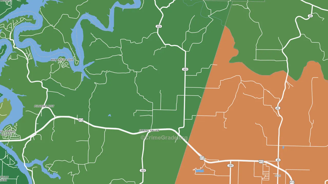 Spring Valley, AR Map of Drug-Related Crime Rates