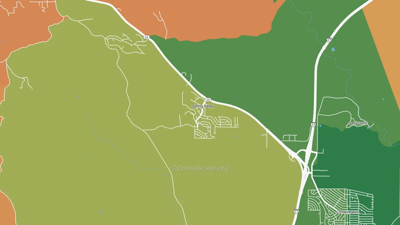 Spring Valley, AZ Map of Drug-Related Crime Rates