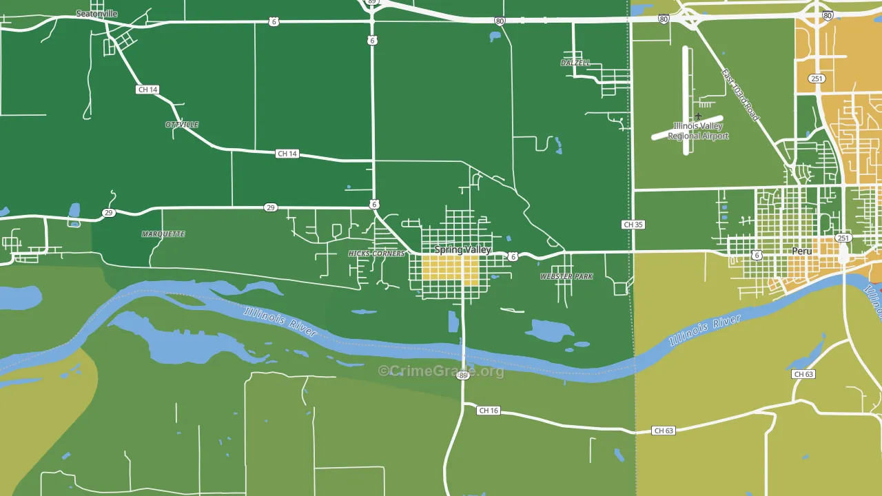 Spring Valley, IL Map of Drug-Related Crime Rates